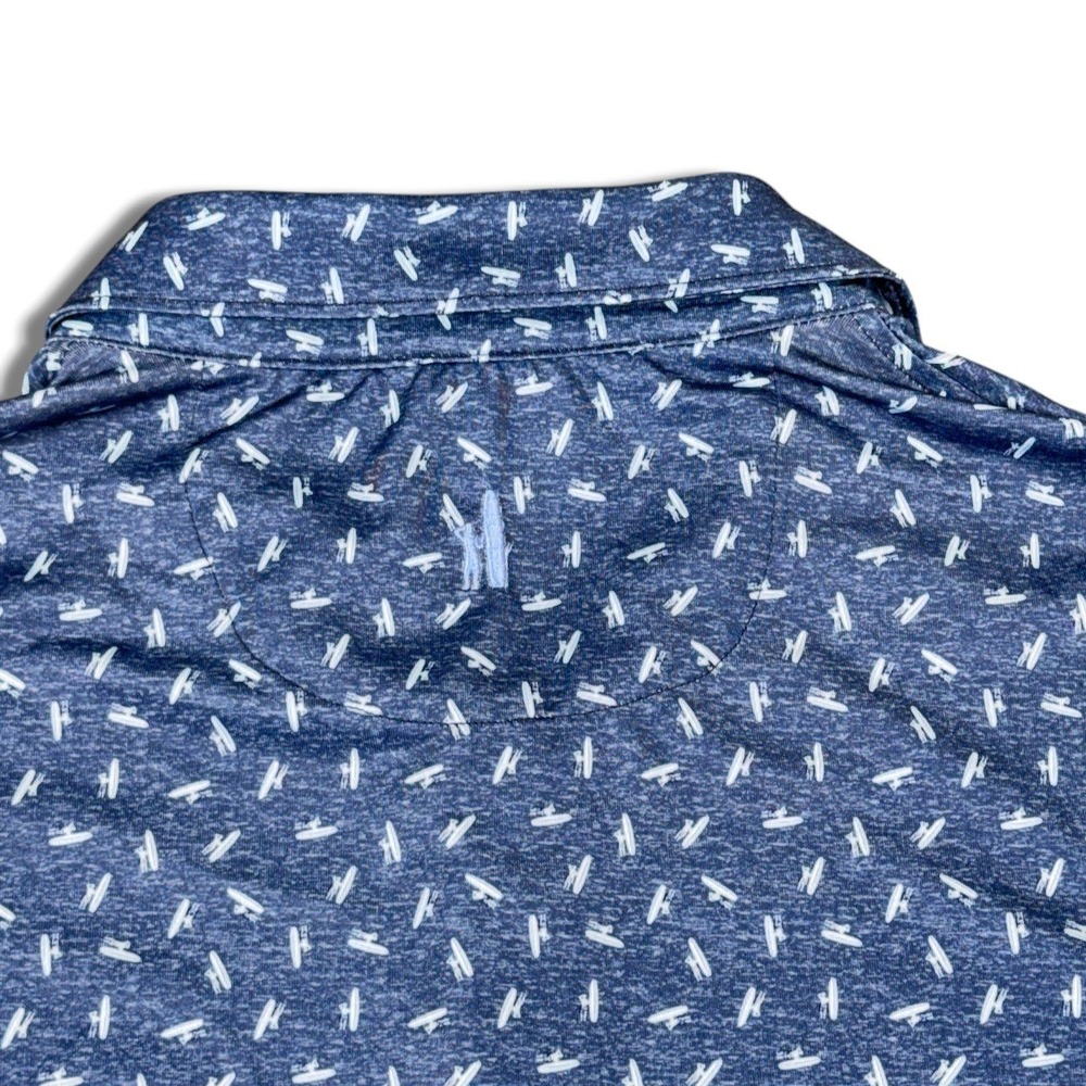 Johnnie O Performance Polo Mens XL Golf Lake Blue Allover Surfboard Print Titus - Picture 5 of 9